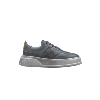 GUCCI GG MONOGRAM CHUNKY GRAY LACE UP SNEAKERS 669582